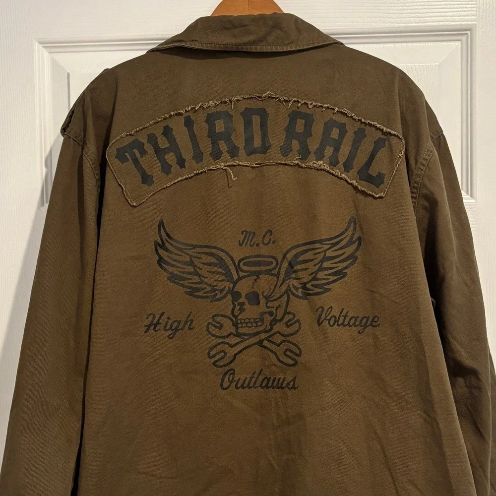 Vintage Y2K Third Rail Zoo York High‎ Voltage Outlaws Jacket Olive Green Size XL